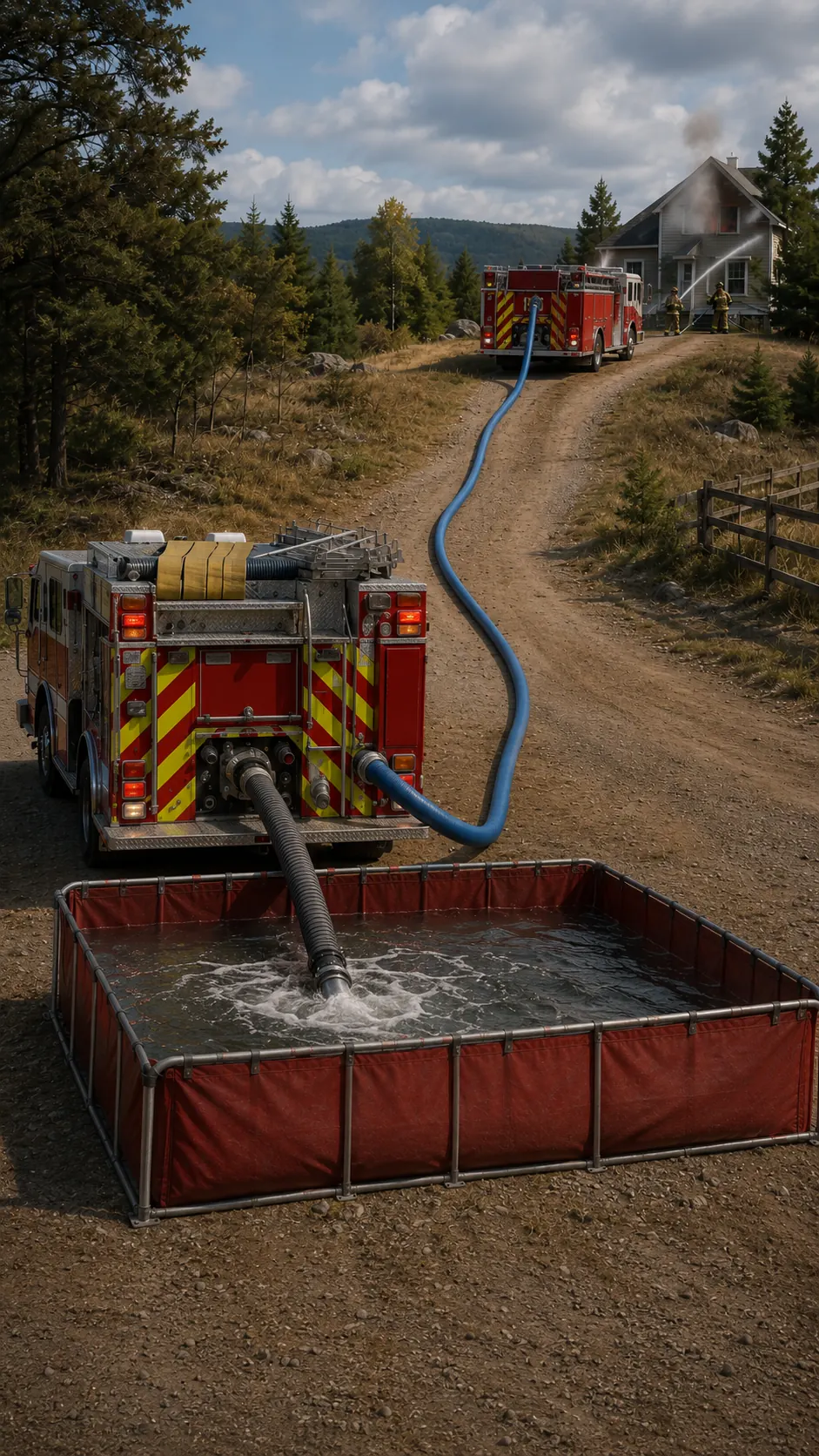 Fire apparatus relay pumping training scenario